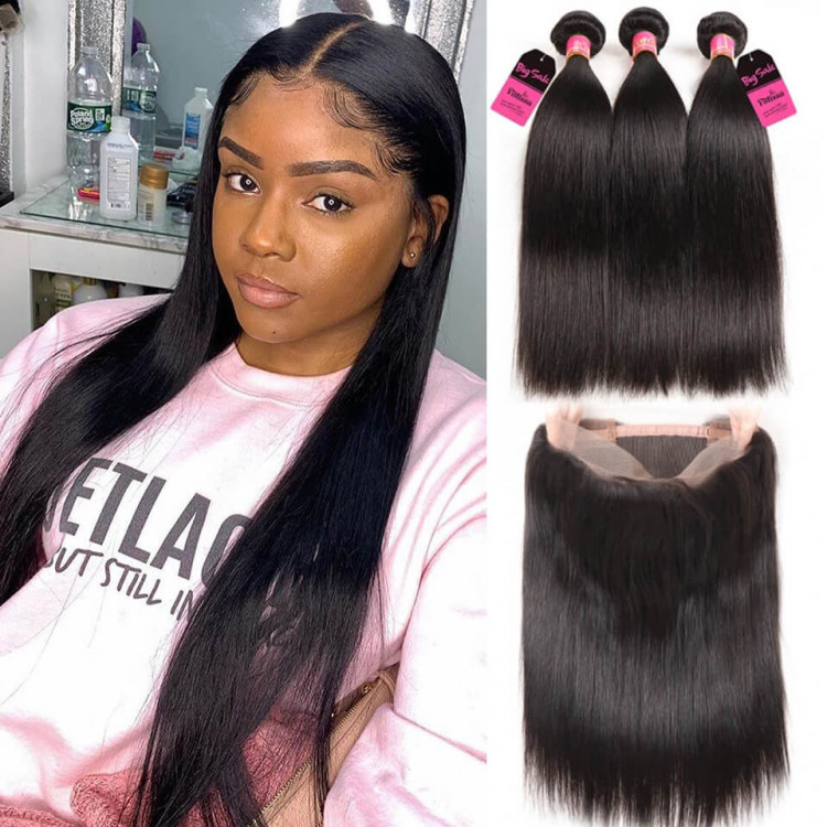 360 Lace Frontal with Straight 3 Bundlesn Deals -Yolissa Hair