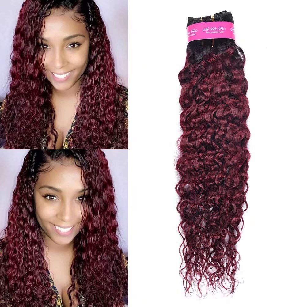 Amazon.com : 1b/99j Ombre Brazilian Hair Weave Bundles Water Wave Hair  Burgundy Ombre Human Hair Bundles Unprocessed Wet and Wavy Virgin Hair  Extension 1 Bundle Ombre Water Wave Hair 14 Inch :