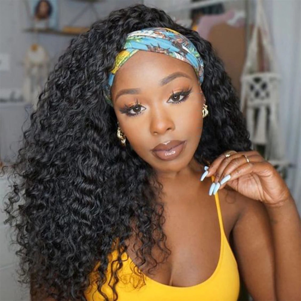 Afro Kinky Curly Headband Wig Human Hair perruque bandeau cheveux humains  Affro Kinky HumanHair Wigs for Women peruca com faixa|Full Machine Wigs| -  AliExpress