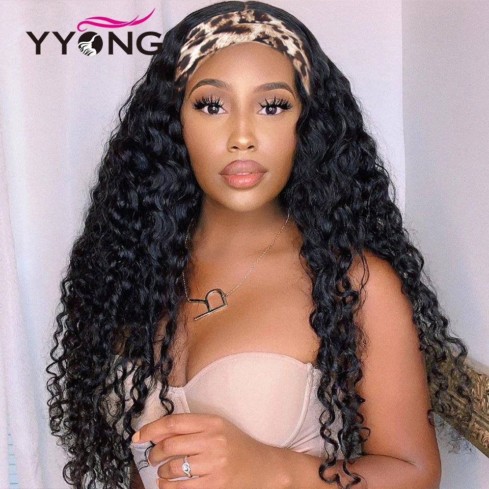 YYong Indian Deep Wave Headband Wig With Scarf Natural Human Hair Wigs  Glueless Wig for Women Can Be Colord 8 24in Fast Shipping|Full Machine  Wigs| - AliExpress