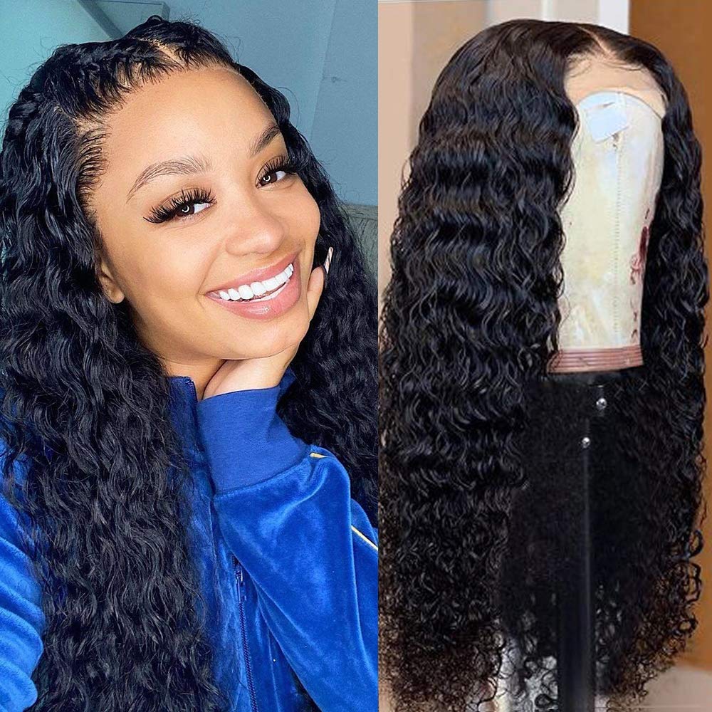 Buy 4X4 Lace Front Wigs Human Hair Deep Wave Brazilian 150% Density Deep  Curly Lace Closure Human Hair Wigs for Black Women Virgin Hair Wigs Pre  Plucked with Baby Hair Natural (20